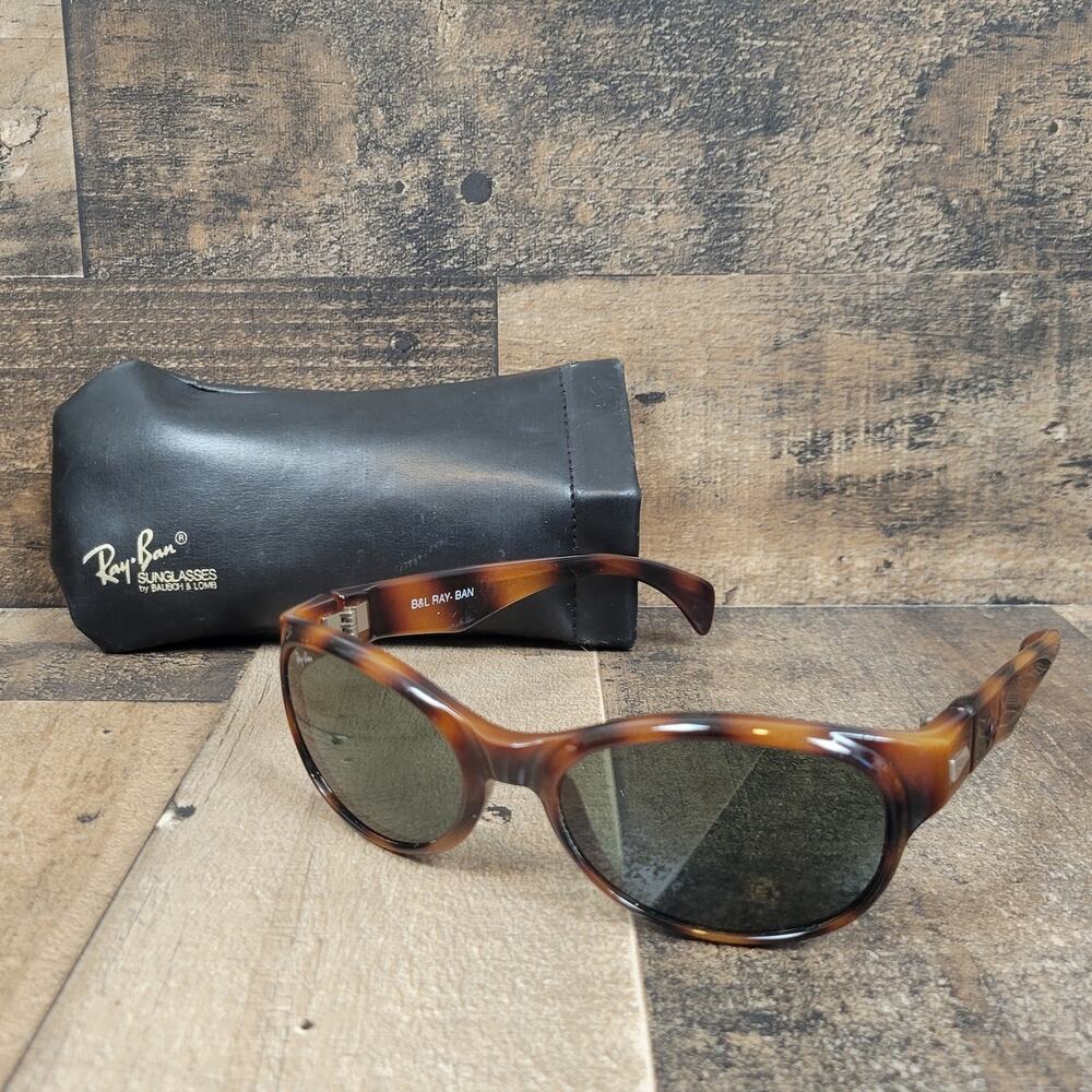 Vintage B&L Ray Ban Sleek Tortoise G15 Outsider Sport Round Sunglasses‎ W2755
